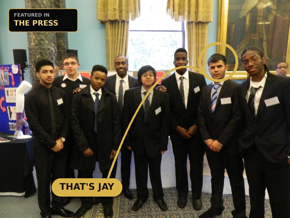 Jay pictured with the Stanmore College BonkerZ team at the enterprise competition